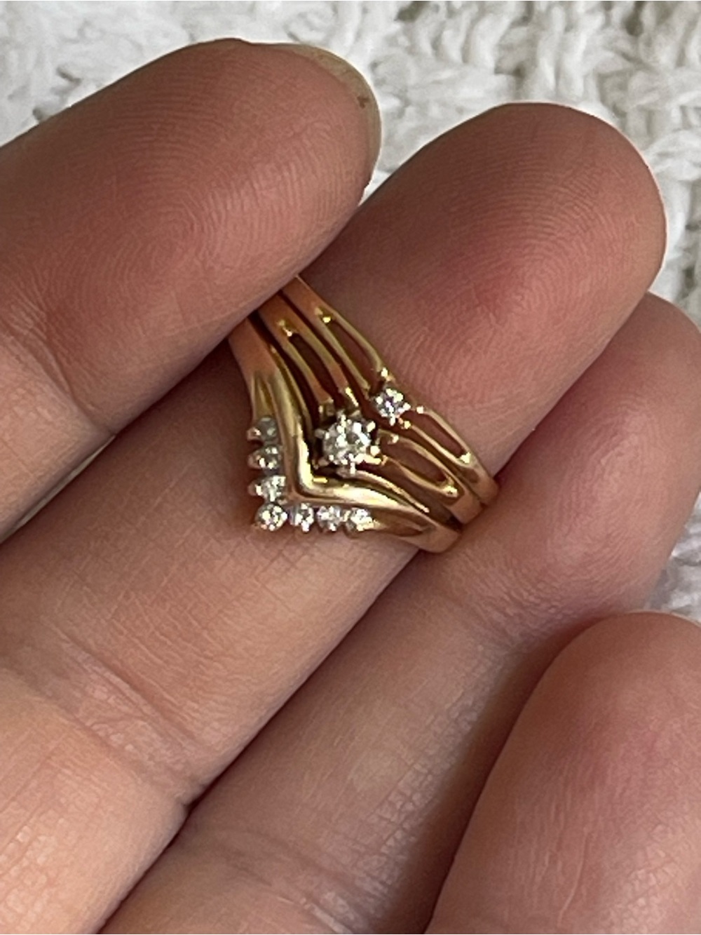14k Multi-Band Wedding Set - approx size 5 - Picture 4 of 10